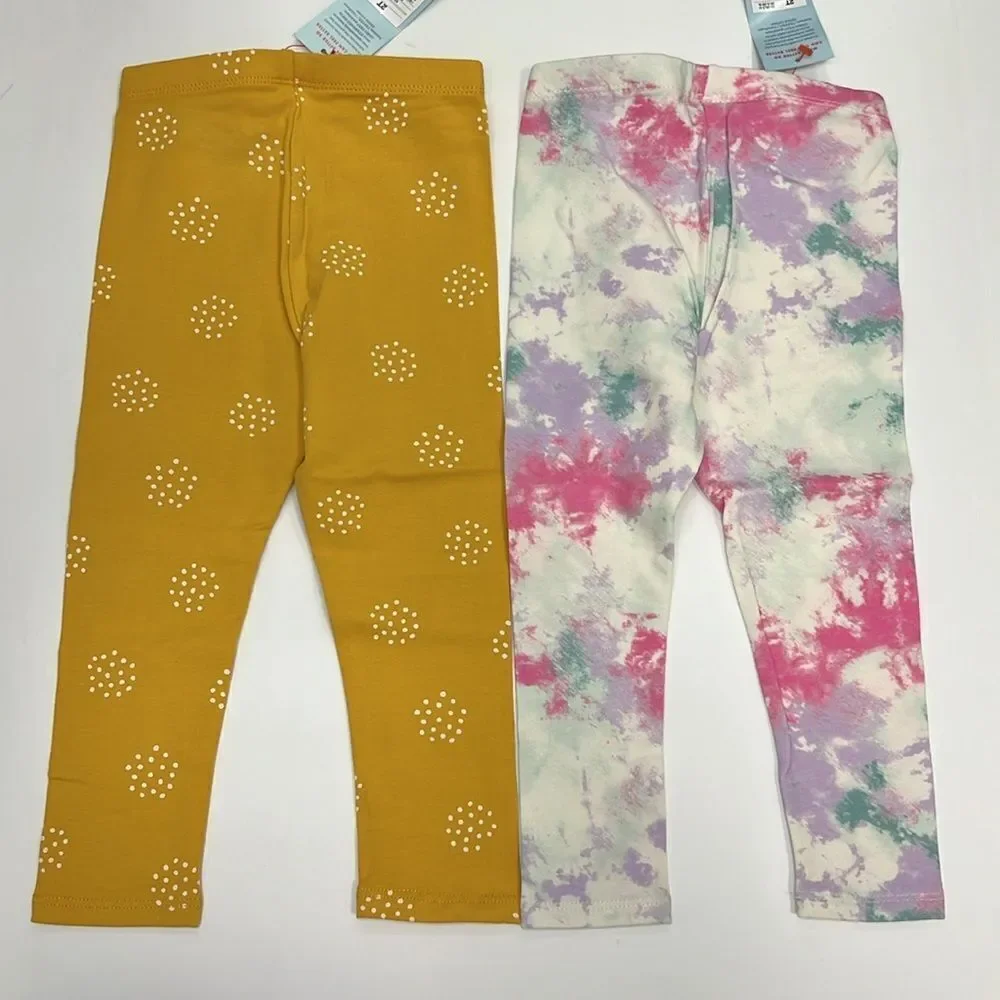 BUNDLE of 2 Cat & Jack Kids Durable Knee Printed Leggings  Size 2T